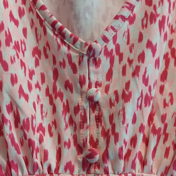 Belldini Pink Print Sleeveless Peplum Blouse Women's Size PXS - Picture 5 of 11